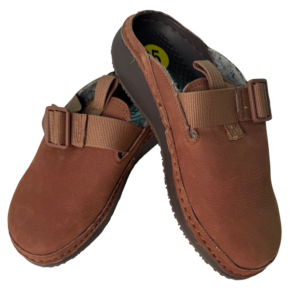 Chaco Paonia Clog Teak Leather Fleece Lined Slip On Shoes JCH109216 Womens 5